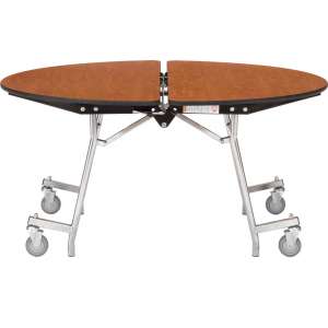Round Cafeteria Table - Plywood, Chrome (48” dia.)