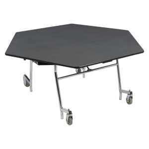 Easy-Fold Cafeteria Tablen-Chrome, Plywood, ProtectEdg, Hexagon