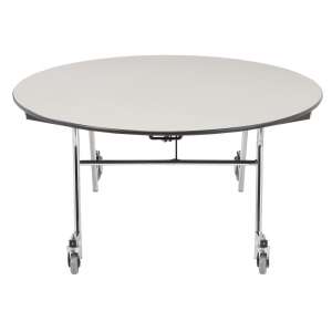 Easy-Fold Cafeteria Table-Chrome, ProtectEdg, Plywood, Round