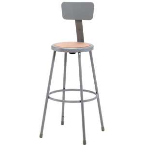 Metal Lab Stool with Backrest (30"H)