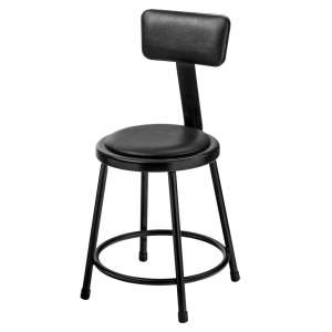 Padded Metal Lab Stool with Backrest (18"H)