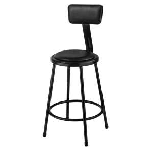 Padded Metal Lab Stool with Backrest (24"H)