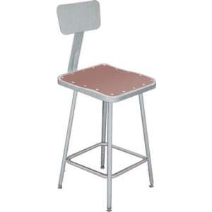 Square Metal Lab Stool with Backrest (18"H)