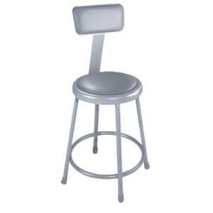 Padded Metal Lab Stool with Backrest (24"H)