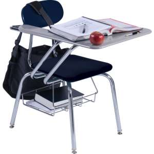 Hard Plastic Tablet Arm Chair Desk - WoodStone Top (18"H)
