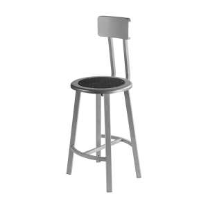 Titan Lab Stool with Backrest - Steel Seat (24"H, 2 Pack)