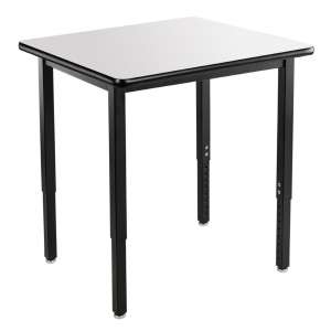 Adjustable Height Steel Utility Table - Whiteboard Top (36x36")