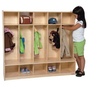 Wood Preschool Locker - 5-Section, Offset Edge