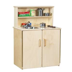 3-N-1 Wooden Play Kitchen Set with Tip-Not Doors