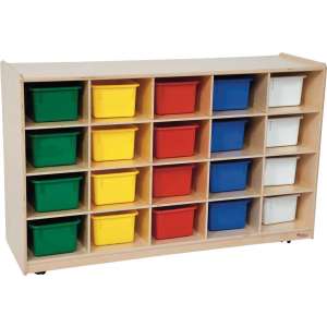 Mobile Cubby Storage w/ 20 Colored Cubby Bins