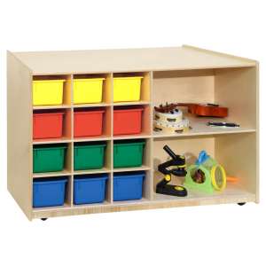 Double-Sided Classroom Cubby Storage w/ Colored Cubby Bins