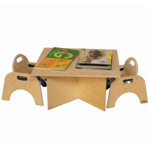 Woodie Wooden Toddler Classroom Table with X-Base