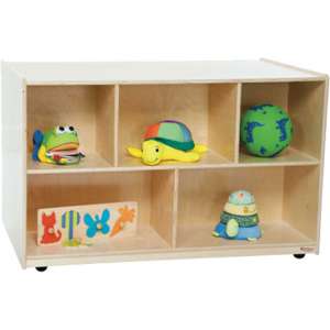 Mobile Double-Sided Wooden Cubby Storage (30"H)