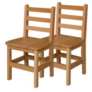 Ladder Back Wooden School Chair - Set of 2 (14"H Seat)