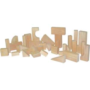 Hardwood Blocks Toddler Set of 36 in 13 Shapes