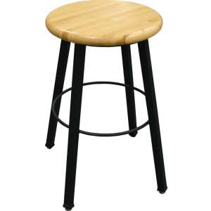 WB Welded Metal Lab Stool with Wooden Seat