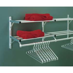 Aluminum Wall Mounted Coat Rack with 2 Hat Shelves (6')