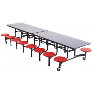 Mobile Cafeteria Table - Plywood Core, 16 Stools