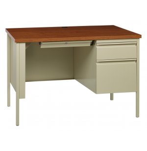HL10000 Single Pedestal Desk, Putty/Oak