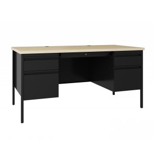 HL10000 Double Pedestal Desk, Black/Maple