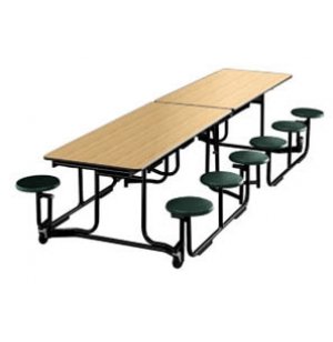 Uniframe Mobile Cafeteria Table - 12 Stools, Painted, 120