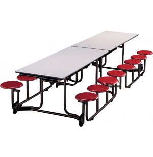 Uniframe Mobile Cafeteria Table - 16 Stools, Painted Frame
