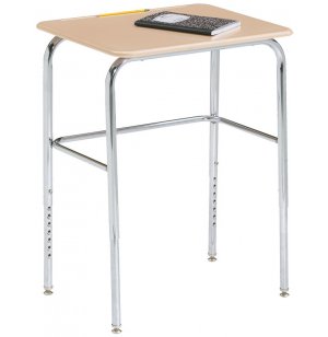 Adjustable Height Basic School Desk - Hard Plastic, U Brace