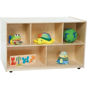 Mobile Double-Sided Wooden Cubby Storage