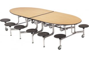 Amtab Mobile Oval Stool Cafeteria Tables