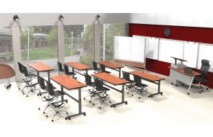 Height-Adjustable Sit/Stand Flipper Seminar Tables by Mooreco