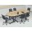 Combine 2 half-round tables with 2 rectangular tables to create a conference table.