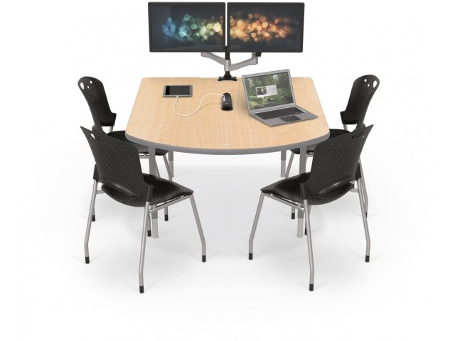 Shown with optional Monitor Mount Arms and Pop-Up Power Strip.