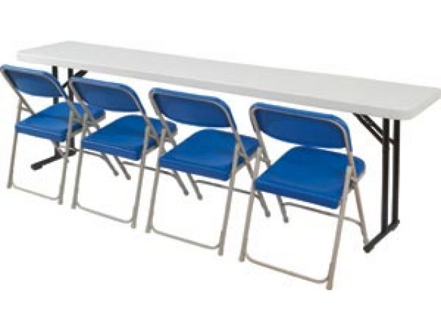 Shown with Premium Lightweight Poly Folding Chairs (model LW-800).