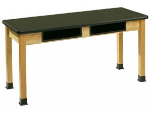 Science Lab Table with Phenolic Top and Book Boxes 60x24x36"H, Lab Tables