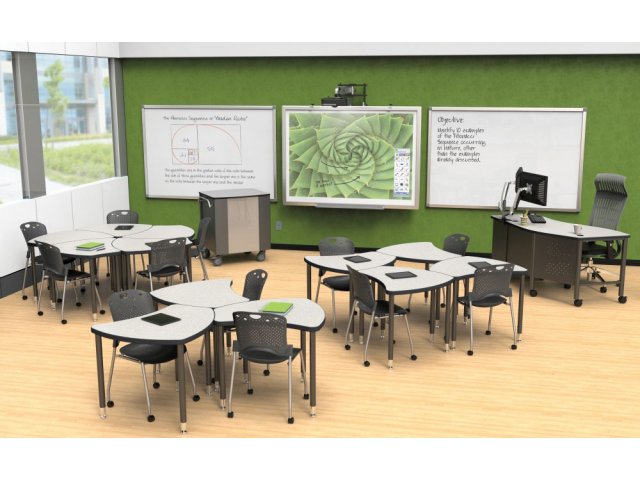 Shapes Collaborative School Desk w/ Book Basket 36”x34”, Student Desks