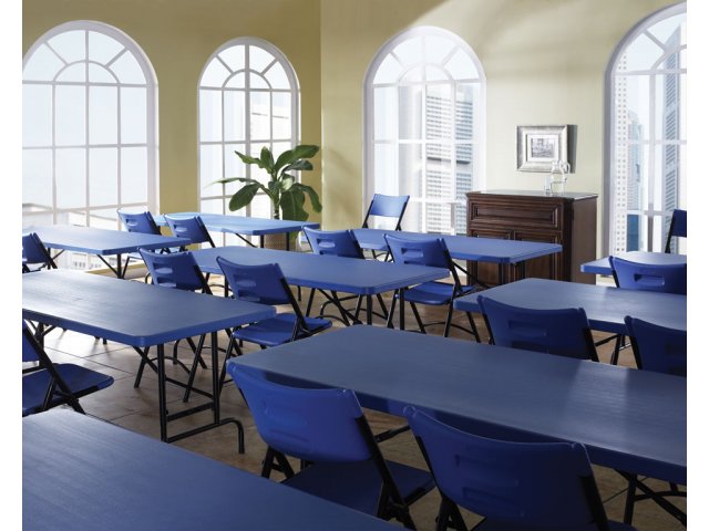 NPC-600C chairs in blue with matching NPT-7230C tables