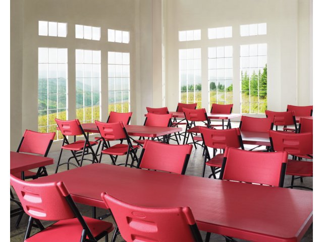 NPC-600C chairs in red with matching NPT-7230C tables