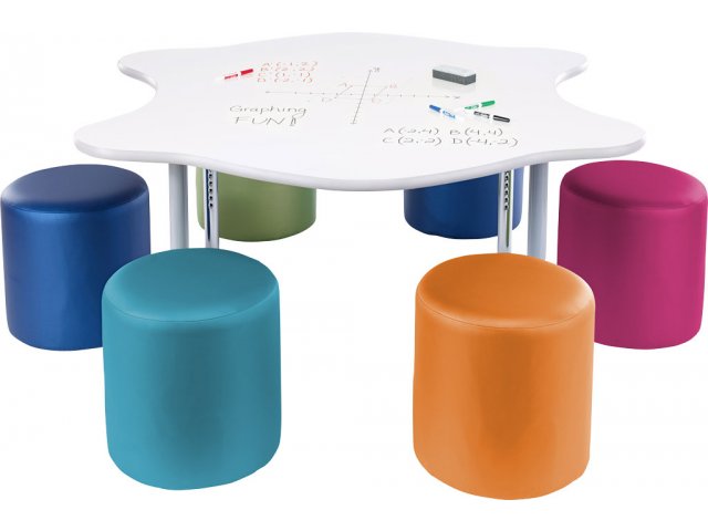 Shown with Whiteboard laminate top and Mod soft seating.