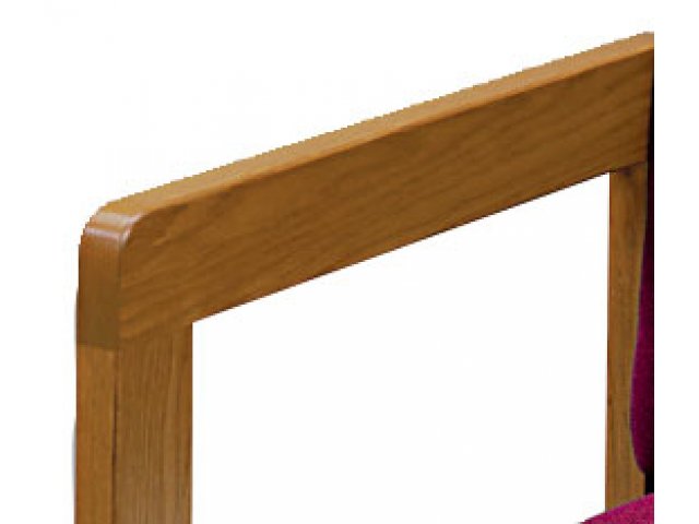 Solid oak arms, legs and back; available in a variety of fabrics and healthcare vinyls.