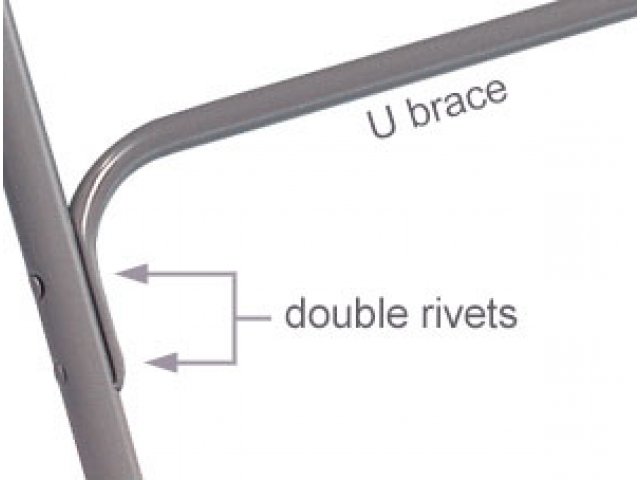 U shaped cross braces are double rivited to the frame for extra stability.