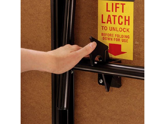 Exclusive, automatic latch keeps stage decks locked vertically until you are ready to open stage for use.