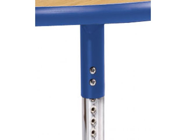 Leg height is adjustable via two self-locking screws for safety.