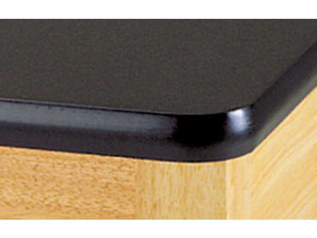 Black Formica laminate tops are resistant to acid and most other chemicals and stains.