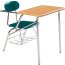 Combo Student Chair Desk - WoodStone Top, Support Brace