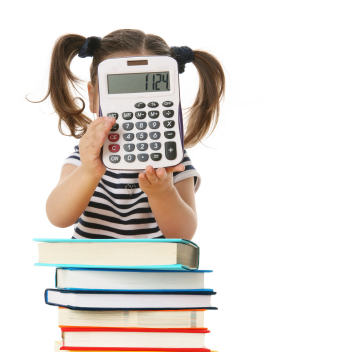 Girl Hiding Behind Calculator